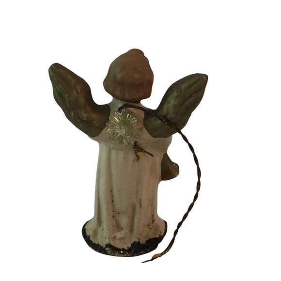 Vtg Angel Christmas Ornament US Zone Germany Lot of 2 Pink White 1940s/50s - Picture 10 of 13